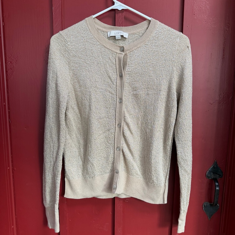 LOFT Women's Beige Cardigan Sweater